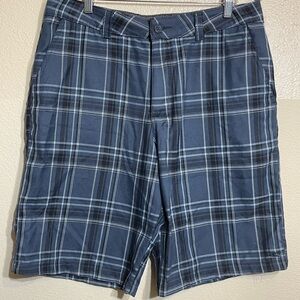 O'Neill Men's Navy Plaid Flat Front Shorts 34